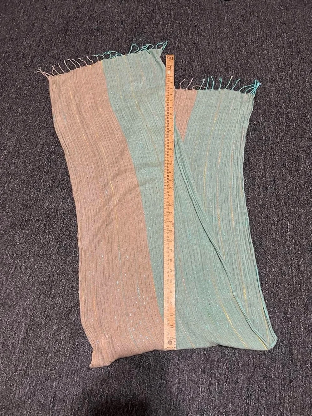 Light Green and Tan Women's Lightweight Sparkly Scarf